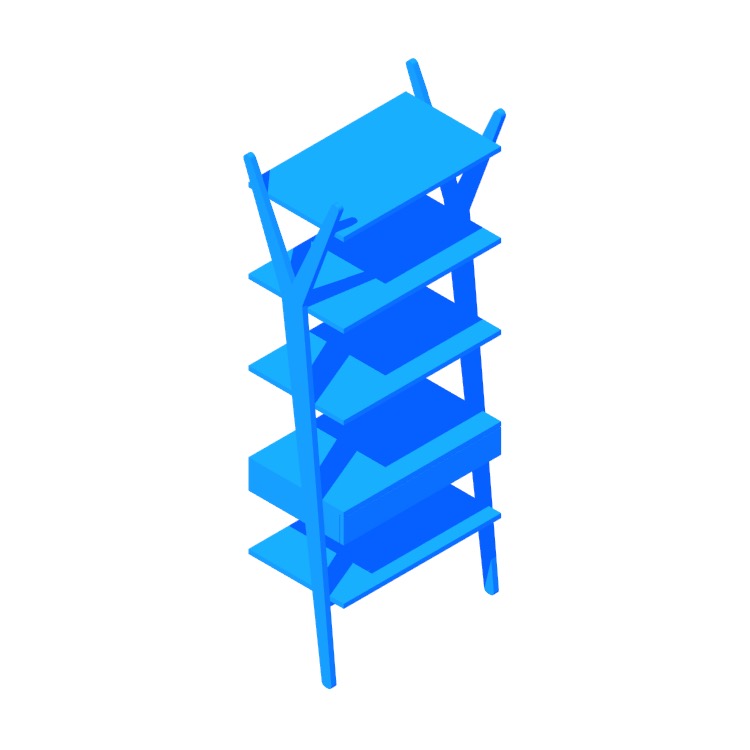 Perspective view of a 3D model of the Lignum Shelving Unit