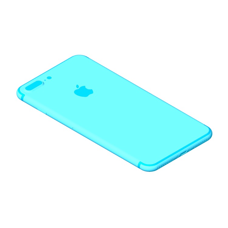 Perspective view of a 3D model of the Apple iPhone 7 Plus (10th Gen)