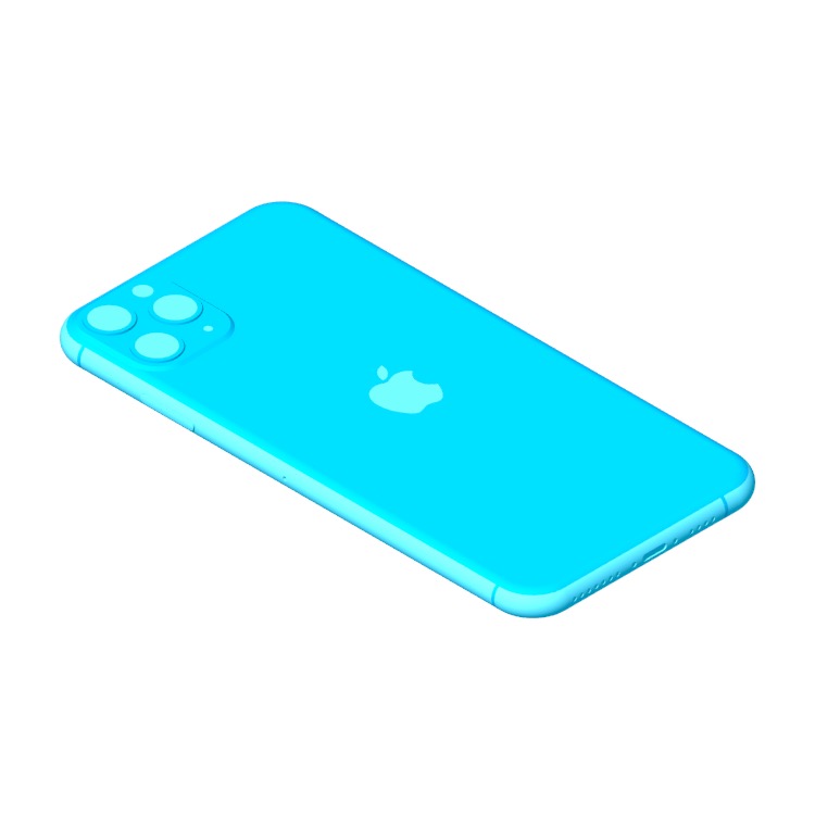 Perspective view of a 3D model of the Apple iPhone 11 Pro Max (13th Gen)