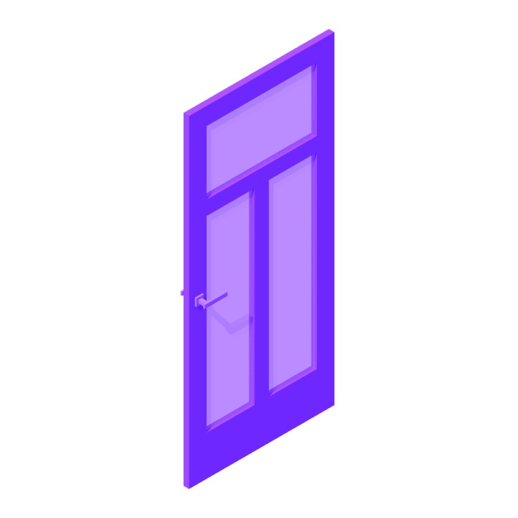 Perspective view of a 3D model of a Lite Interior Door (Mix, 3 Panels, Header)