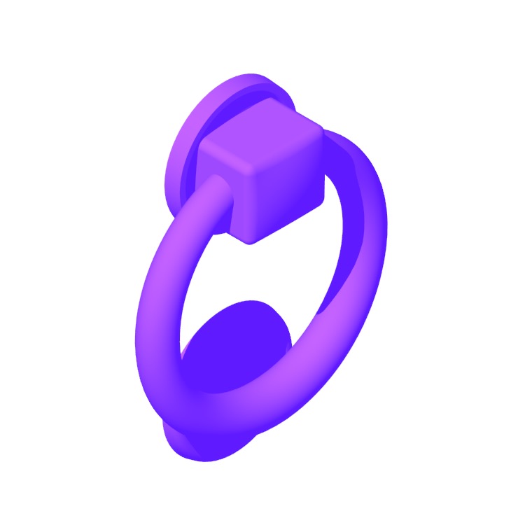 3D model of a Ring Door Knocker viewed in perspective