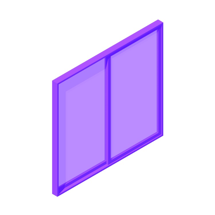 Perspective view of a 3D model of a Multi-Slide Door (Stacking, 2 Panels)