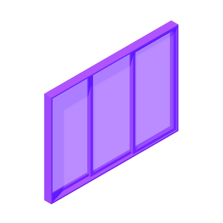 View of a Multi-Slide Door (Stacking, 3 Panels) in 3D available for download