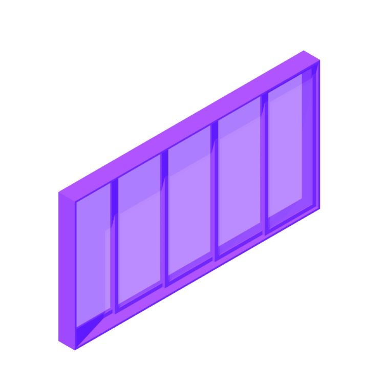 View of a Multi-Slide Door (Stacking, 5 Panels) in 3D available for download