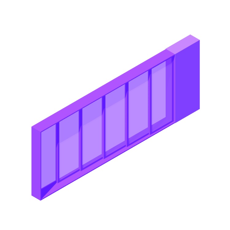 3D model of a Multi-Slide Door (Pocket, 6 Panels) viewed in perspective