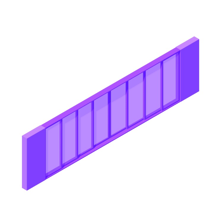 Perspective view of a 3D model of a Multi-Slide Door (Pocket, 8 Panels, Bi-Part)