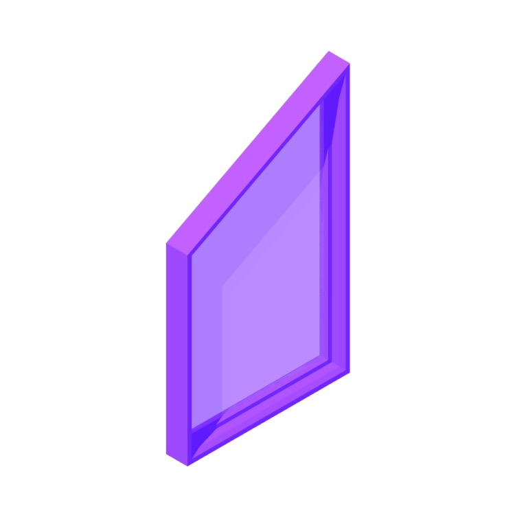 Perspective view of a 3D model of a Casement Window (Trapezoid)