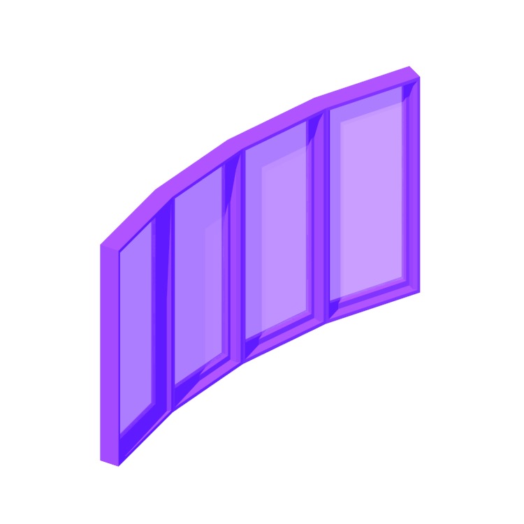 View of a Bow Window (4 Panel, Casement) in 3D available for download