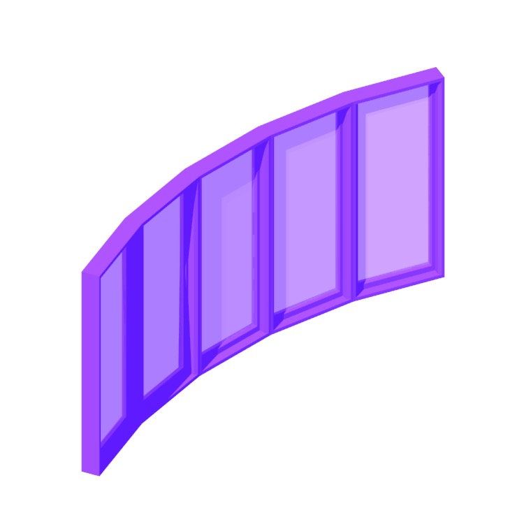 3D model of a Bow Window (5 Panel, Casement) viewed in perspective