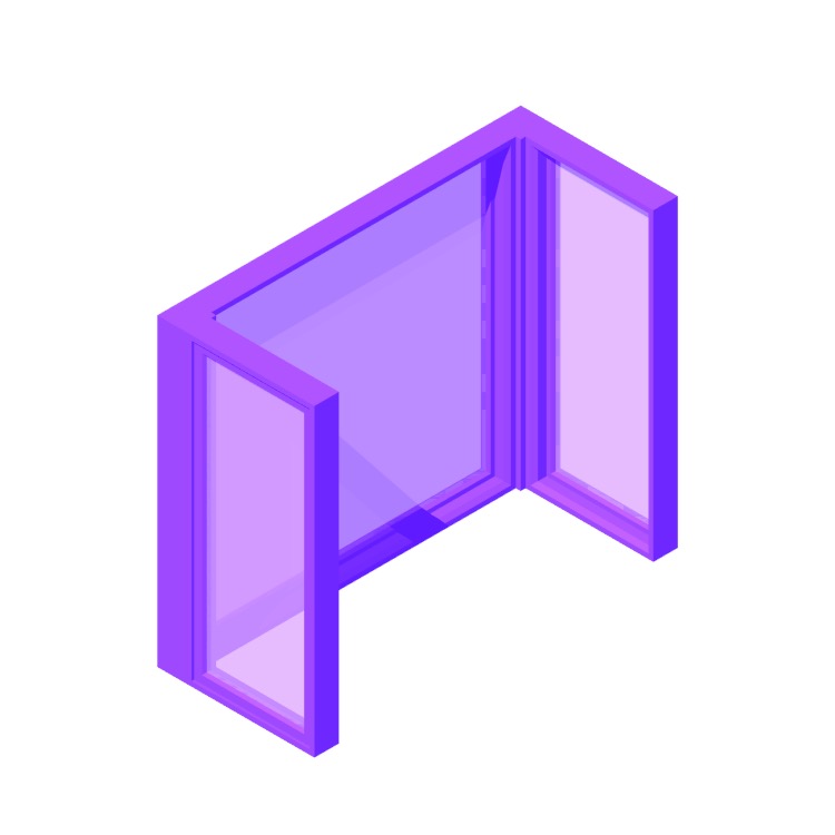 3D model of a Bay Window (90 Degree, Casement) viewed in perspective