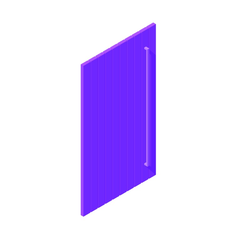 View of a Vertical Slats Pivot Door in 3D available for download