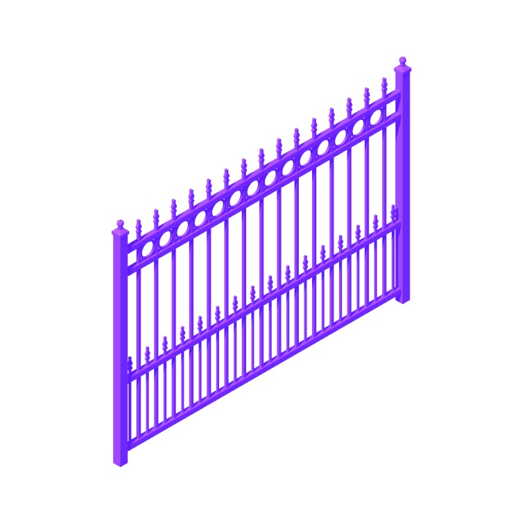 3D model of a Concord Fence Panel viewed in perspective