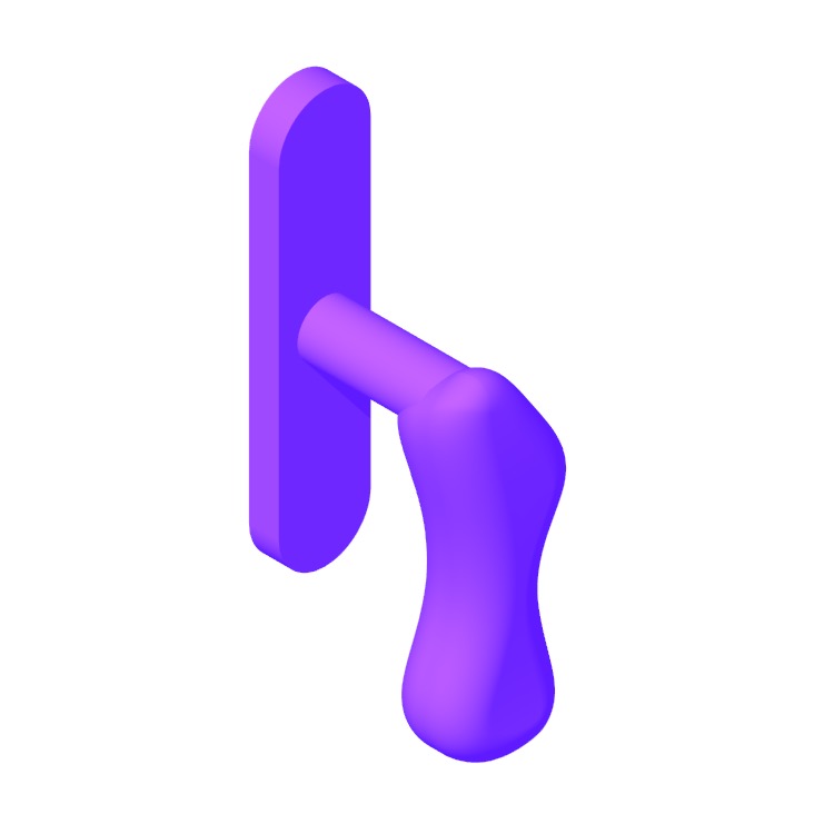 Perspective view of a 3D model of a Chelsea Window Handle