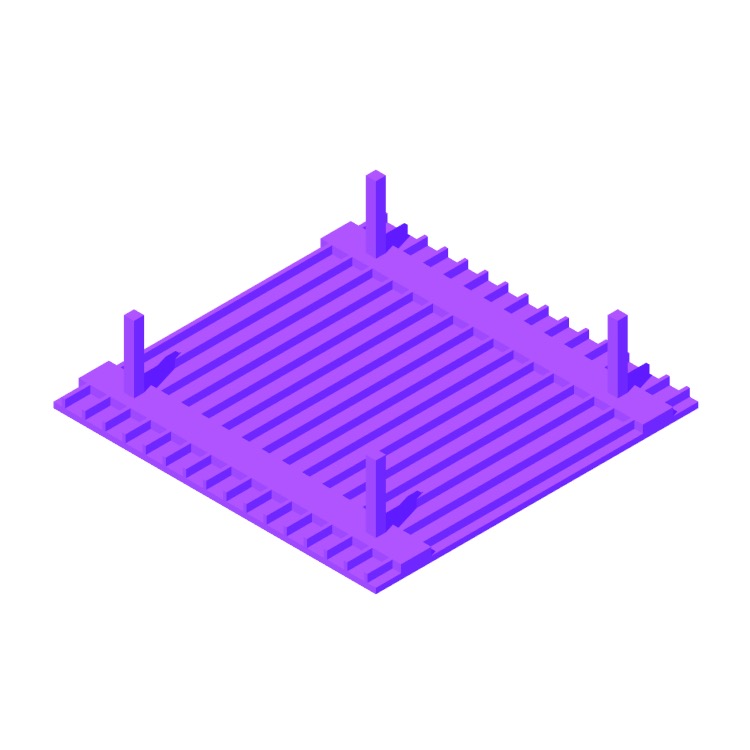 Perspective view of a 3D model of Concrete Floor (One-Way, Band Slab & Joist)