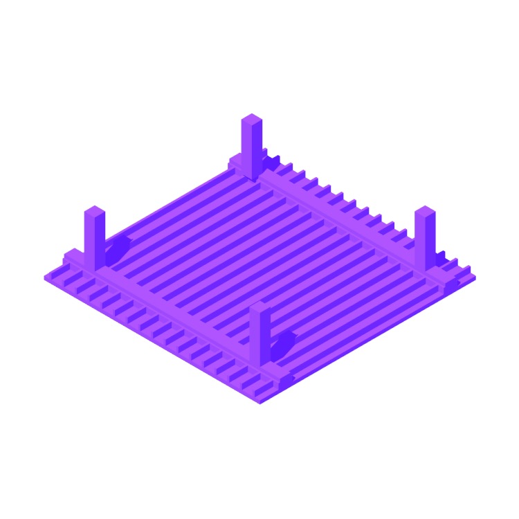 3D model of Concrete Floor (One-Way, Joist Slab) viewed in perspective