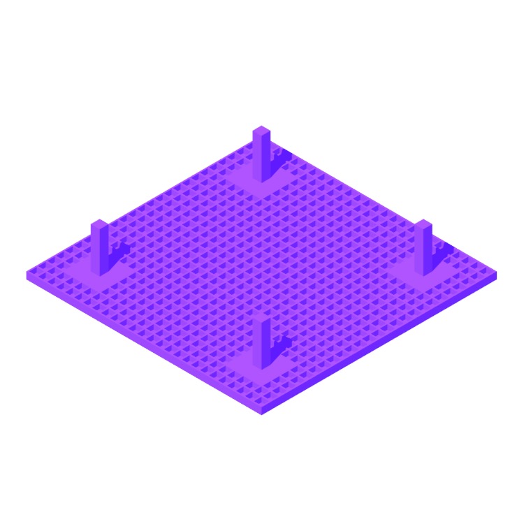 3D model of Concrete Floor Two-Way, Waffle Slab viewed in perspective