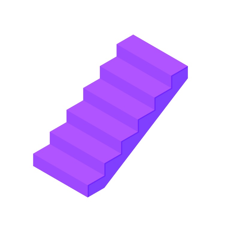 3D model of Flat Sawtooth Stair Profile viewed in perspective