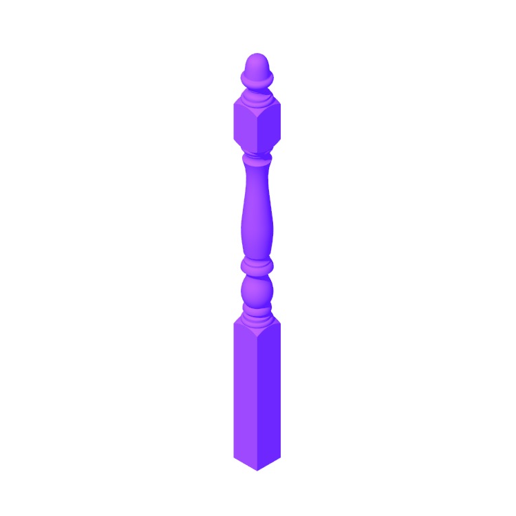 View of Acorn Country French Newel in 3D available for download