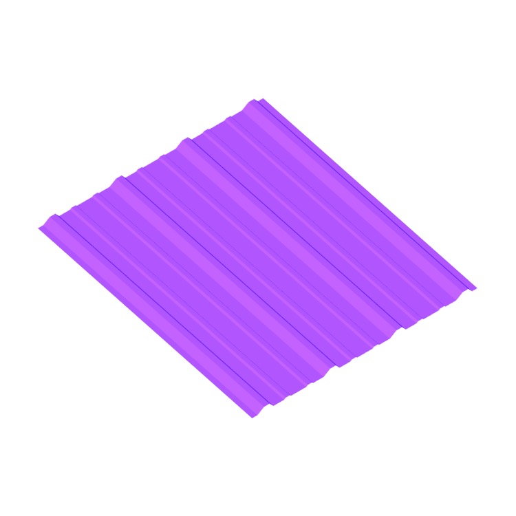 Perspective view of a 3D model of a Mix Corrugated Metal Roofing