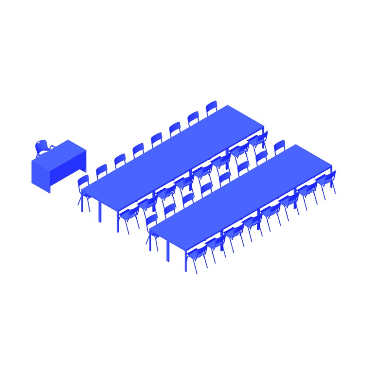 View of the Classroom (Rows - Facing, 8) in 3D available for download