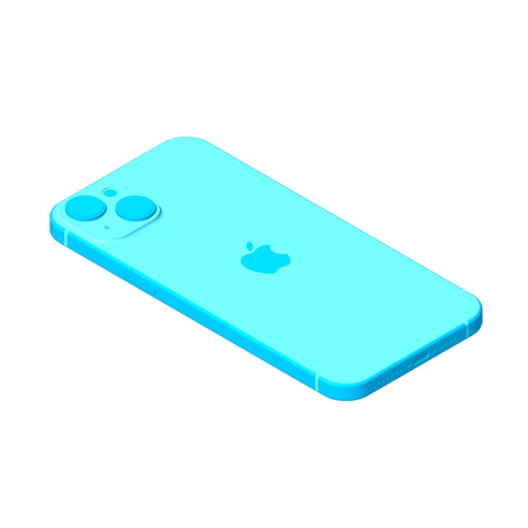 View of the Apple iPhone 15 Plus (17th Gen) in 3D available for download