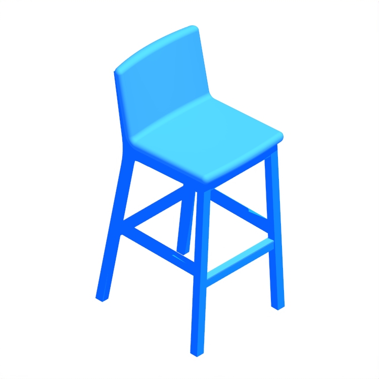 Perspective view of a 3D model of the Wicket Barstool