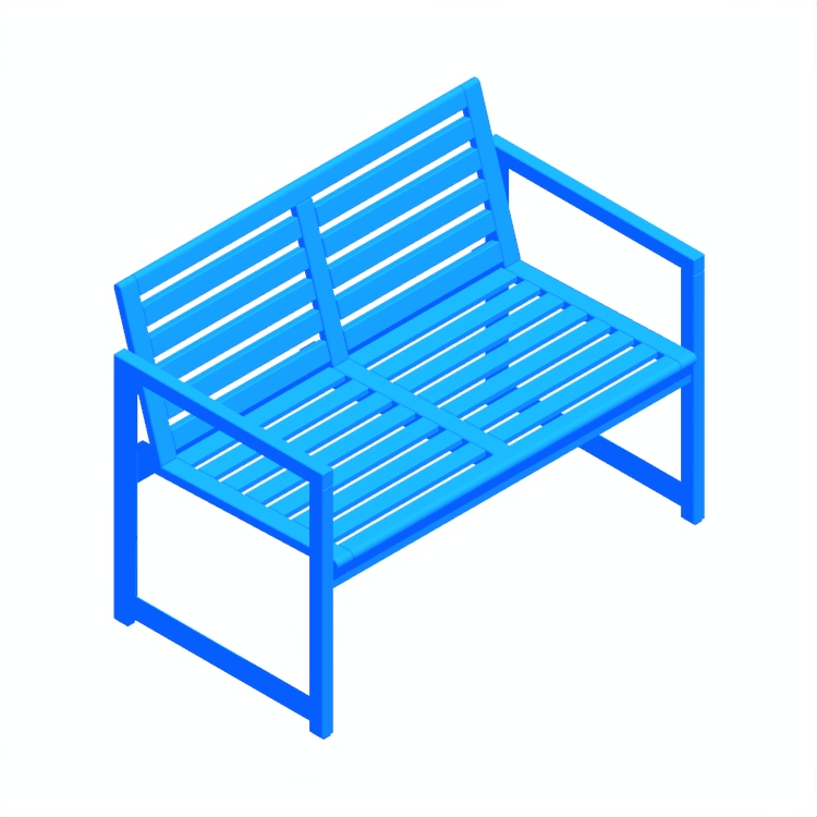 Perspective view of a 3D model of the IKEA Nämmarö Outdoor Bench (Backrest)