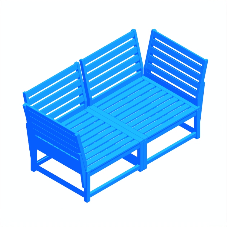 3D model of the IKEA Nämmarö Outdoor Modular Sofa (2-Seat, Sides) viewed in perspective