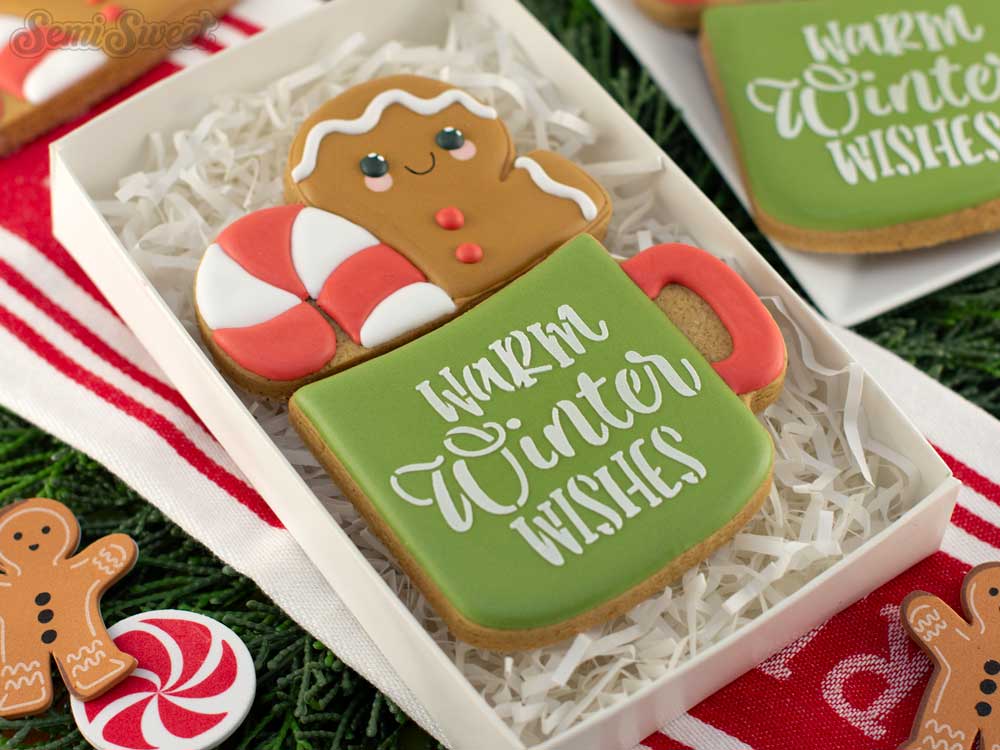 Decorate a Gingerbread Man & Candy Cane Mug Cookie Set for Christmas