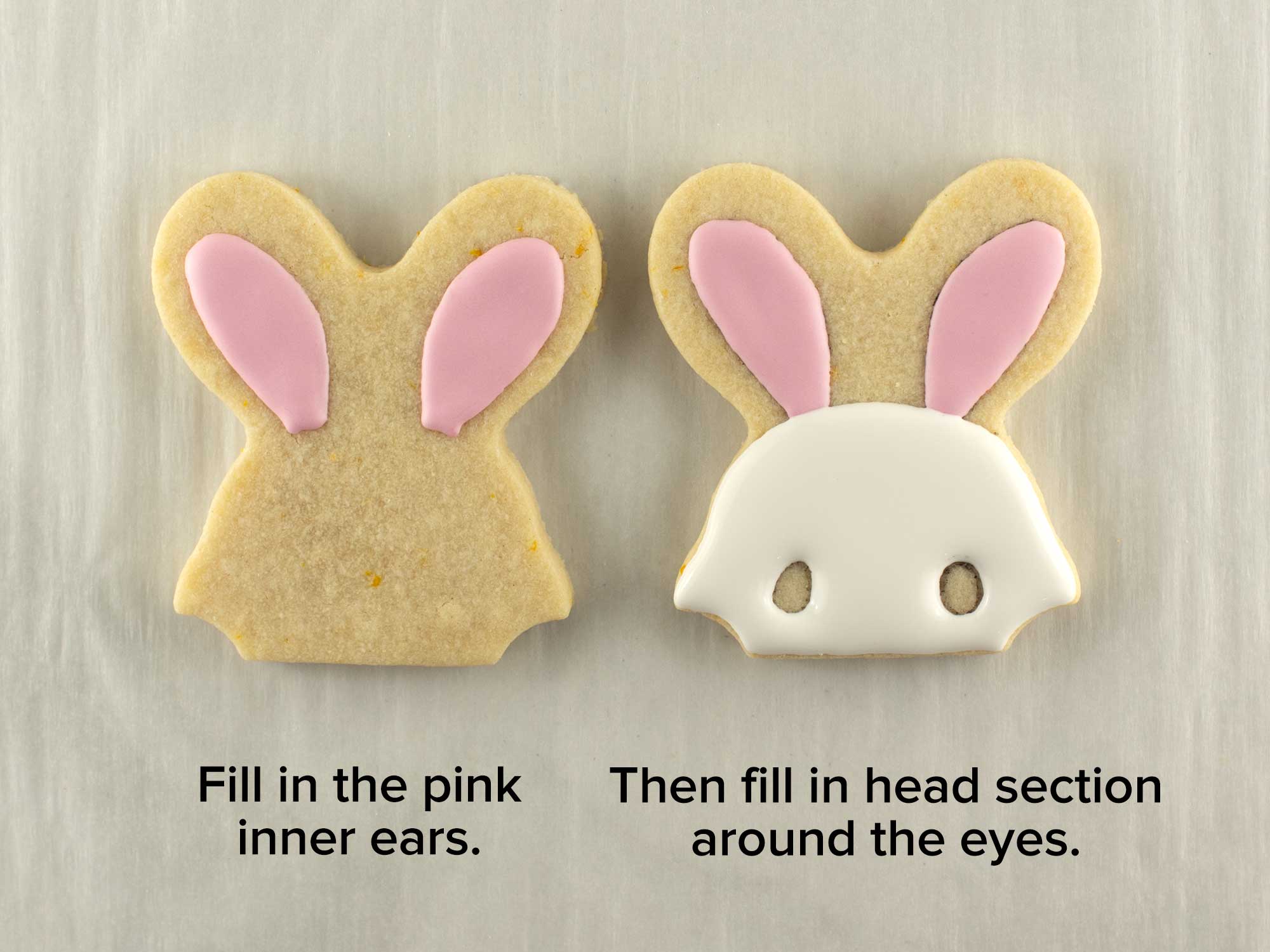 decorating an easter bunny cookie