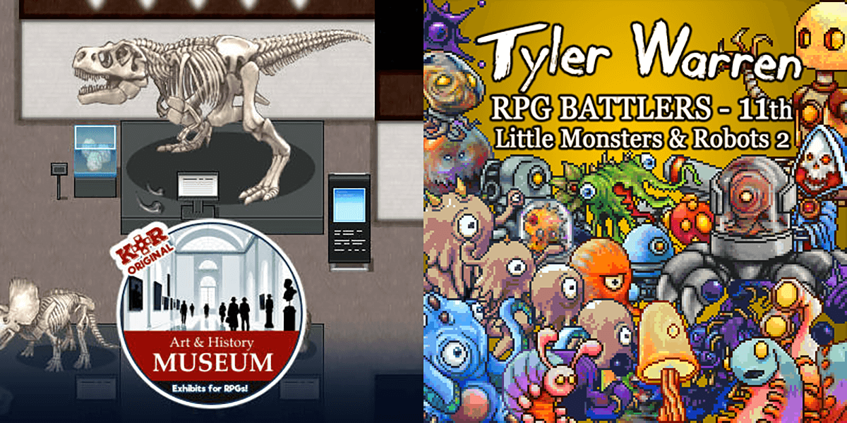 New Releases: KR Art and History Museum Tileset, Tyler Warren RPG Battlers - 11th - Little Monsters and Robots 2