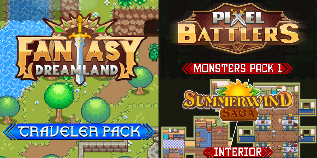 New Releases: Fantasy Dreamland - Traveler Pack, Pixel Battlers Monsters Pack 1, Summerwind Saga - Interior