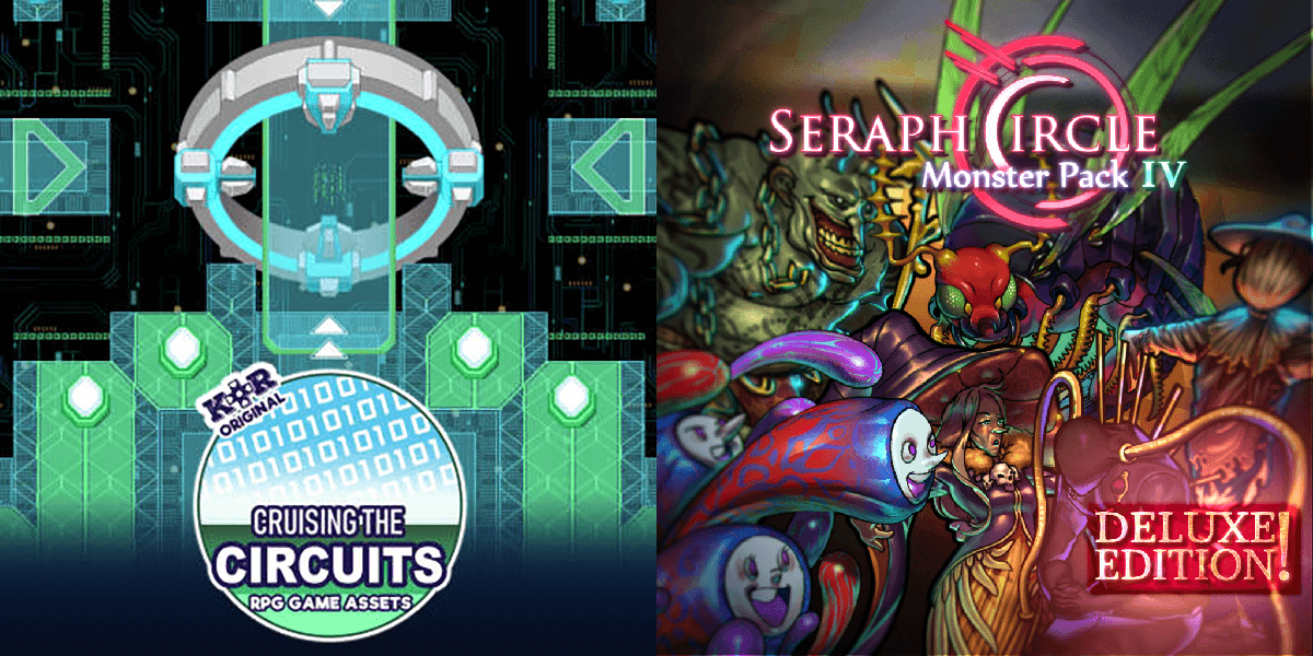 New Releases: KR Cruising the Circuits Digital World Tileset, Seraph Circle Monster Pack 4