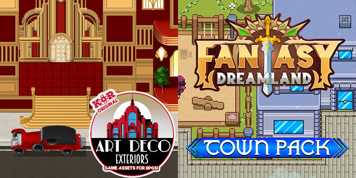 New Releases: KR Art Deco Exteriors Tileset, Fantasy Dreamland - Town Pack