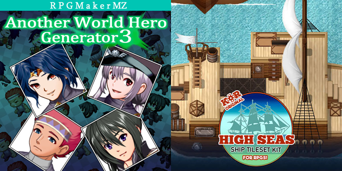 New Releases: Another World Hero Generator 3 for MZ, KR High Seas Ship Tileset Kit