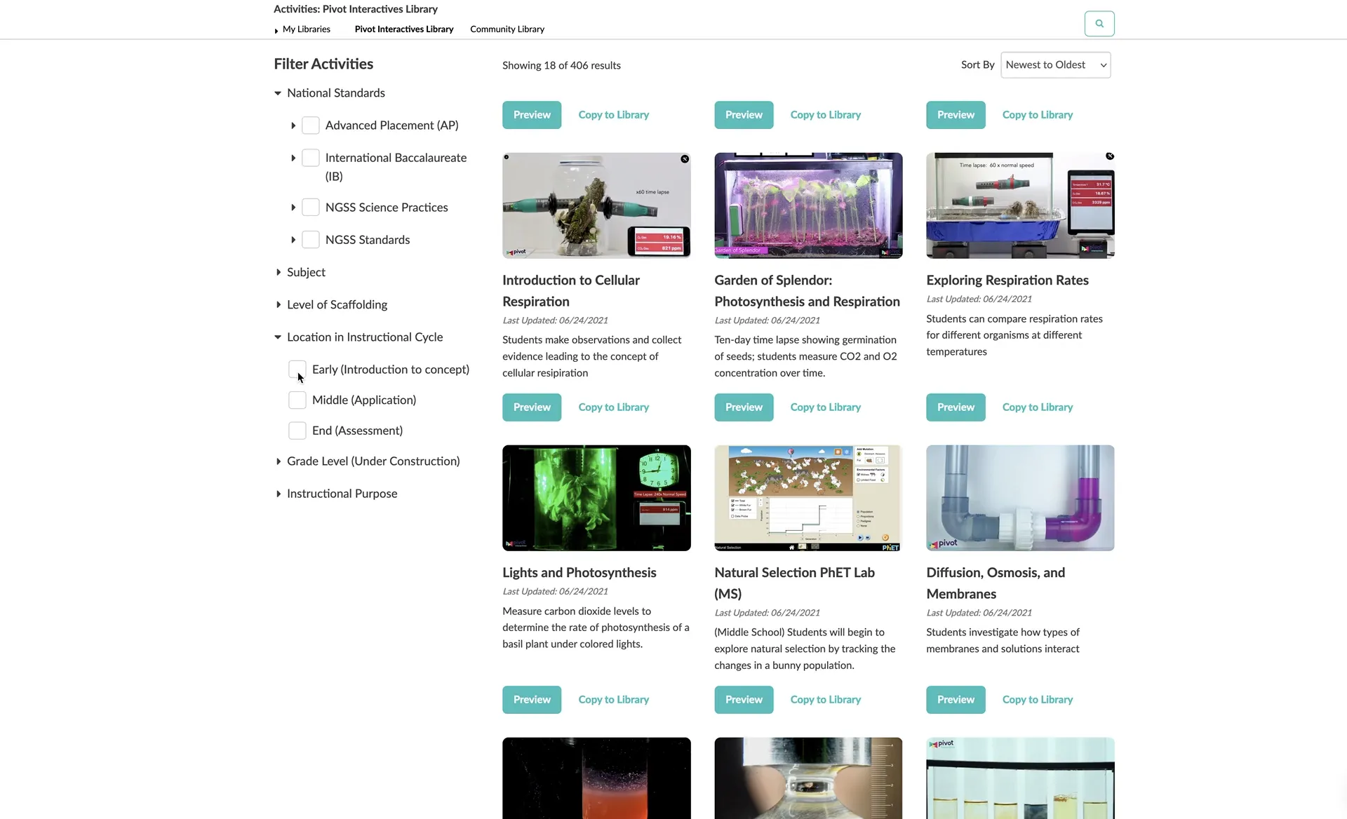 Pivot Interactives interactive, phenomena-based activities library 