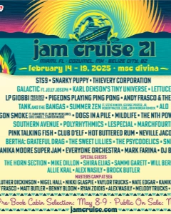 Jam Cruise 21 2025 lineup poster.