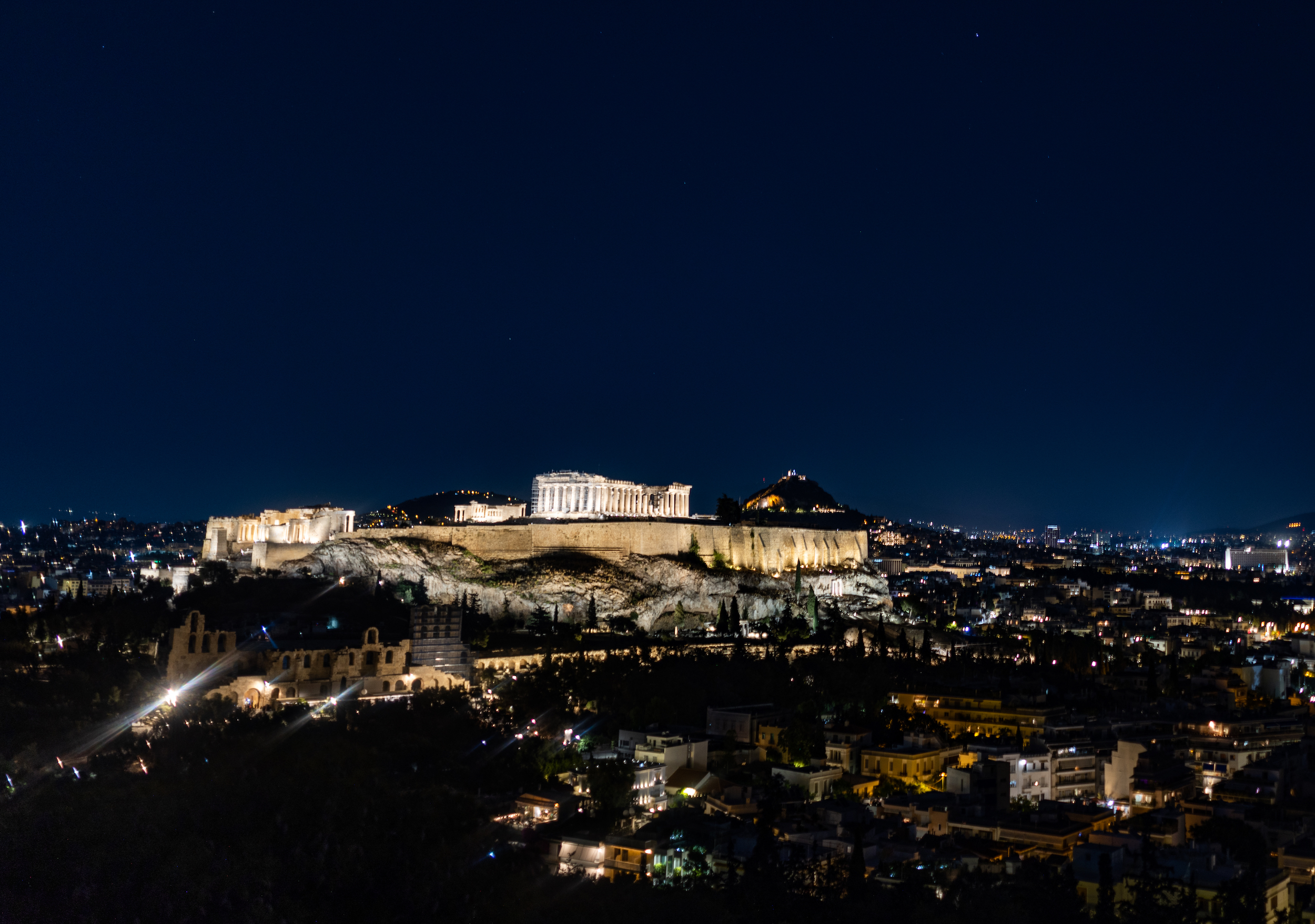 Acropolis at night.