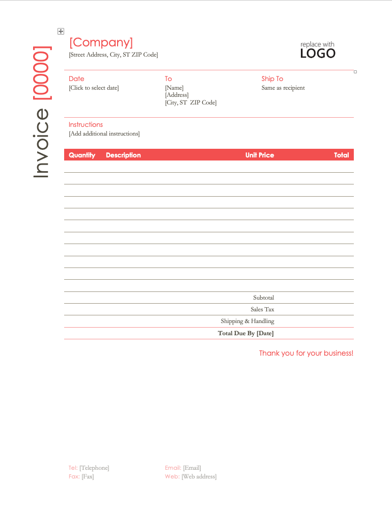 Microsoft Word Simple Modern Invoice Template