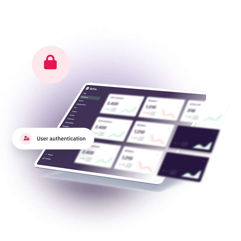 RealTyme's secure communication platform management console - user authentication feature
