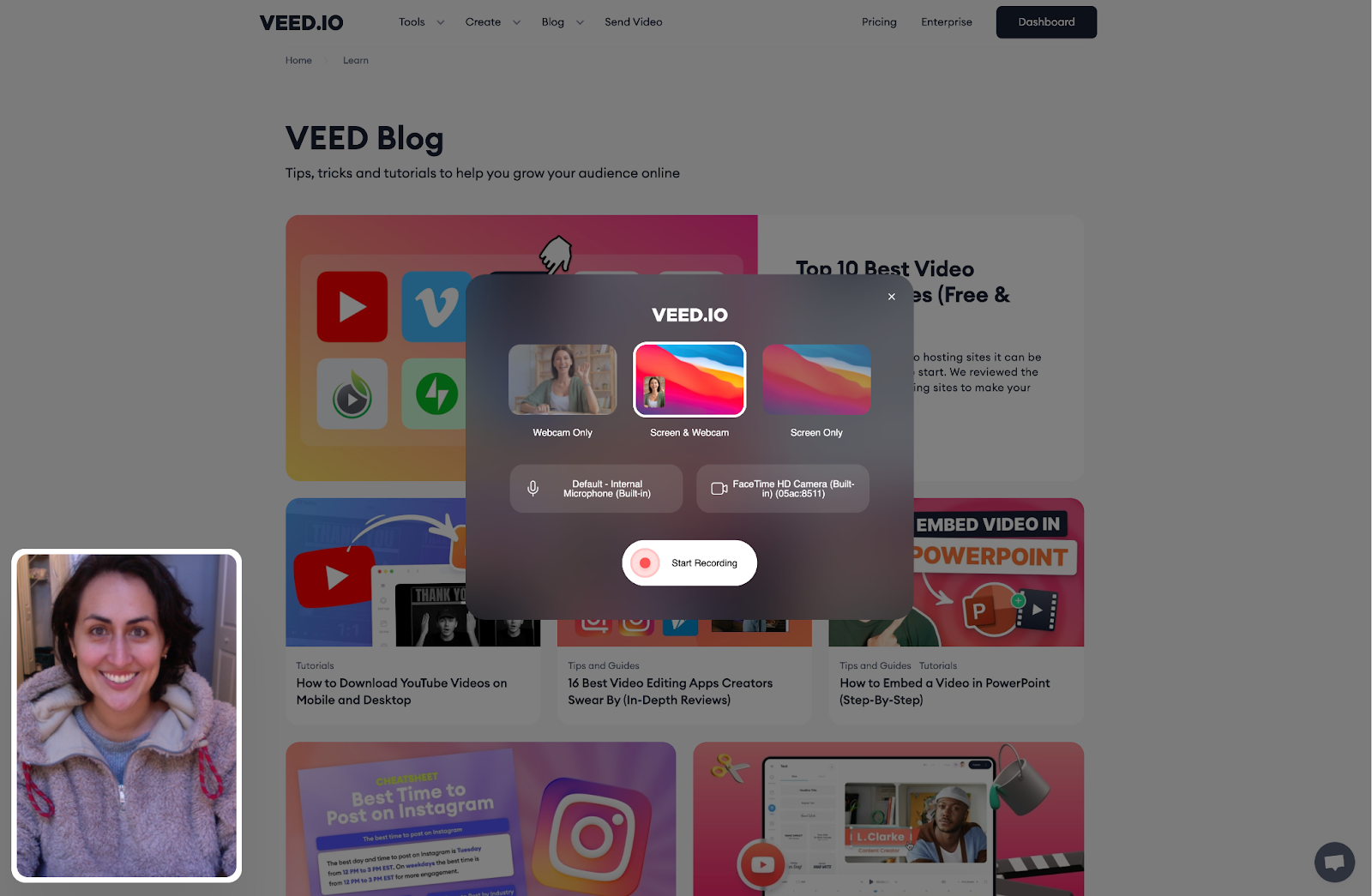 Record your screen with VEED