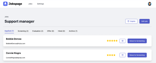 Jobspage hiring software