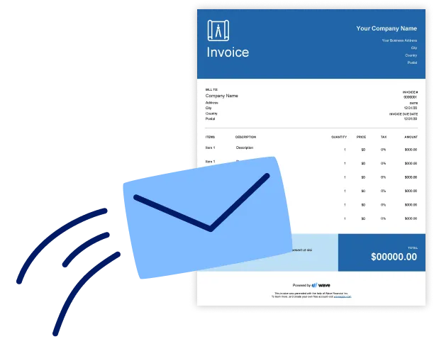 Illustration of invoice being sent