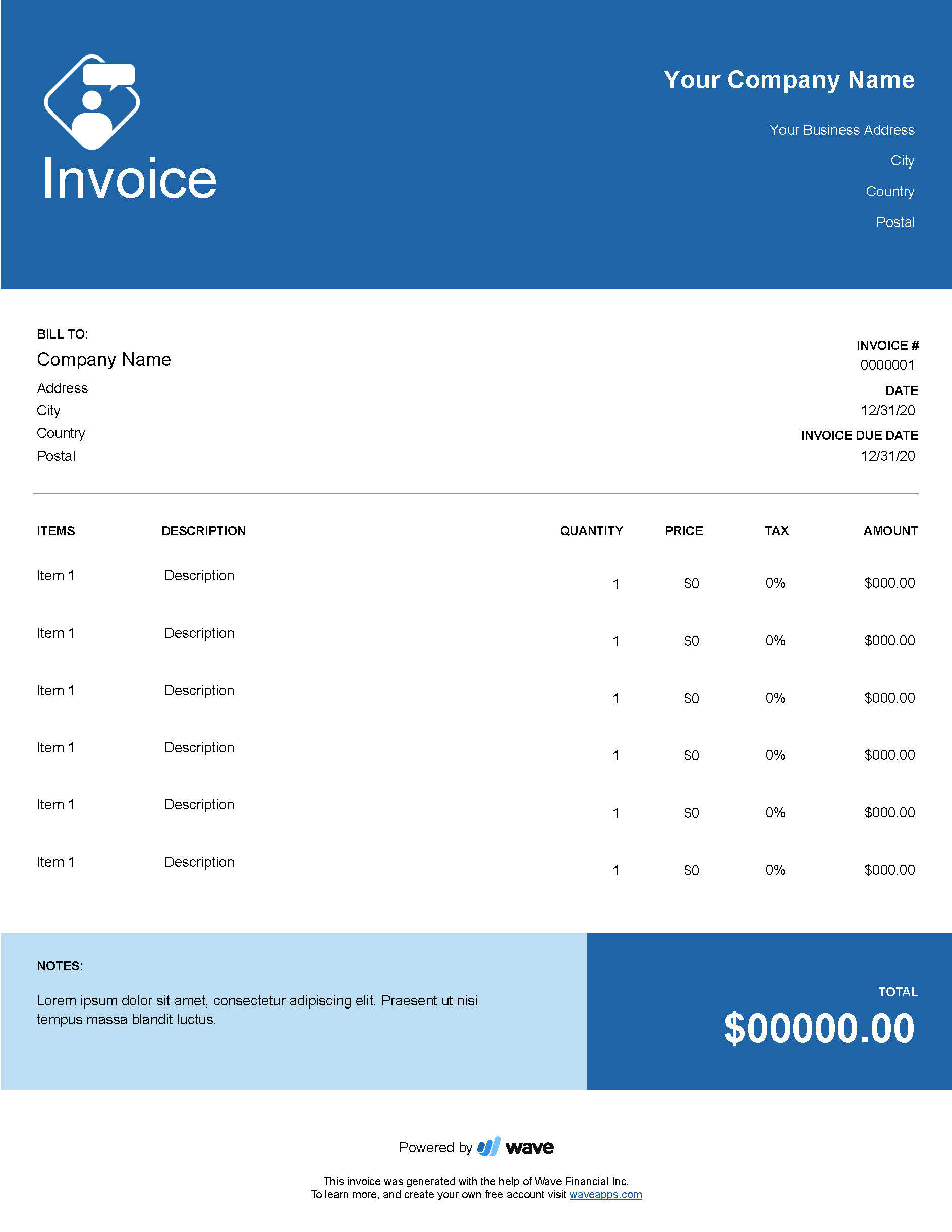 Invoice template preview