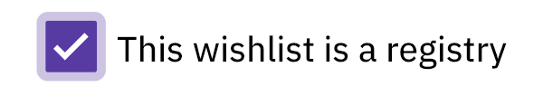 A diagram showing how to check-off the "This wishlist is a registry" box on a wishlist page.