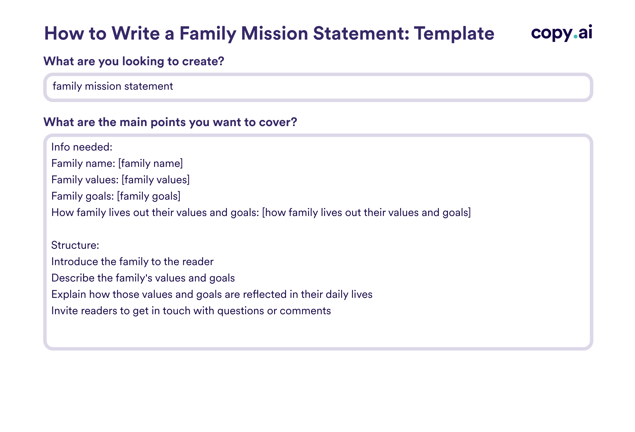 family mission statement