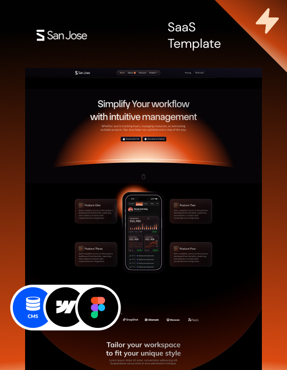 Webflow SaaS template – San Jose, designed in Webflow