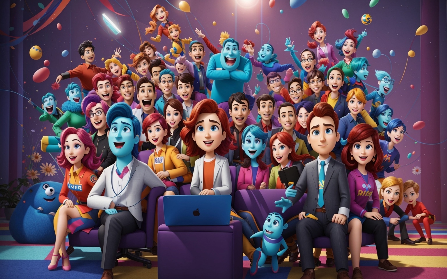 The image depicts Blackbird staff as Pixar animations. 