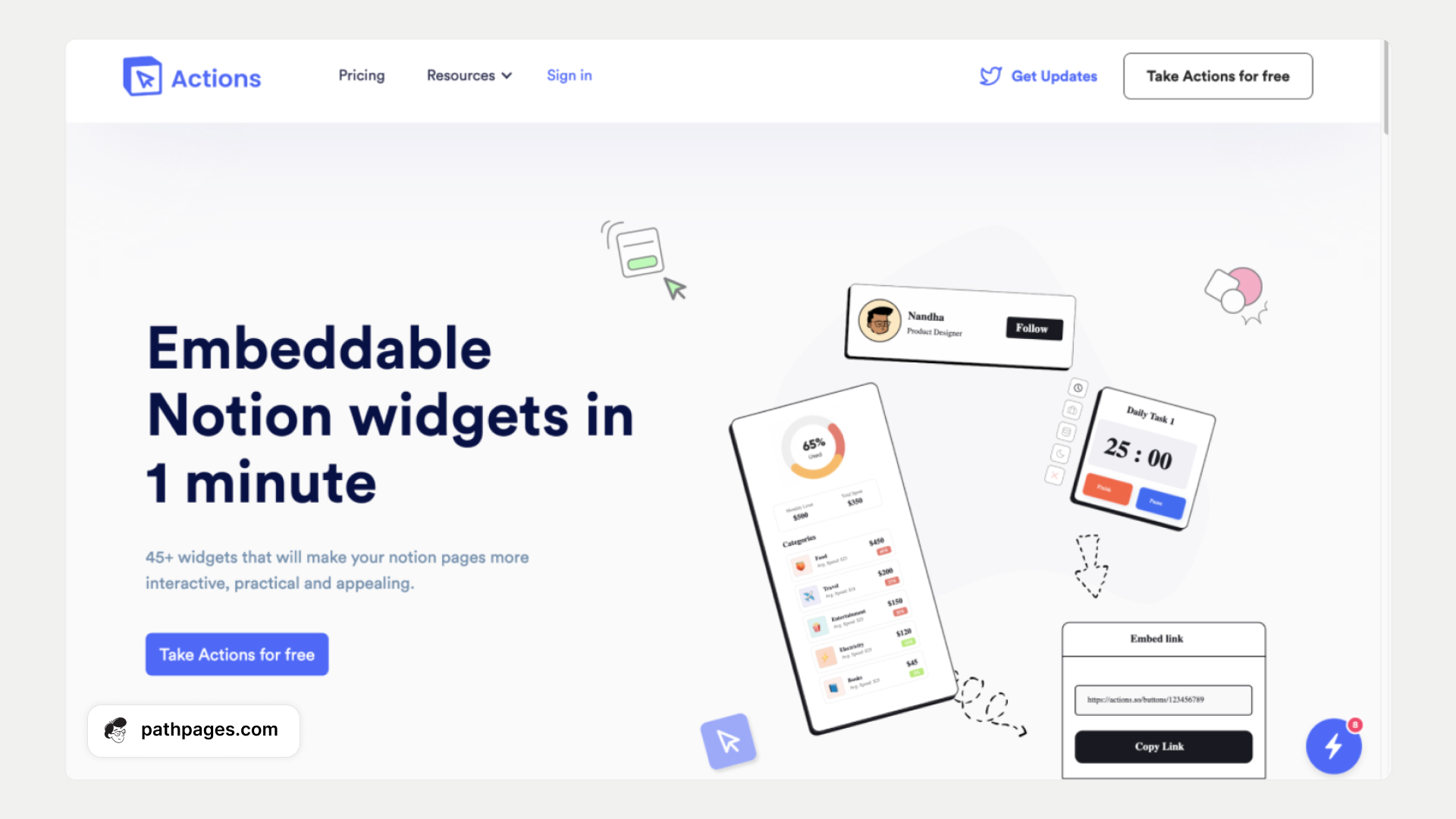 Actions - Embeddable Notion Widgets