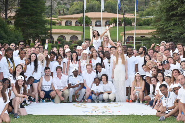 a group of people posing for a photo